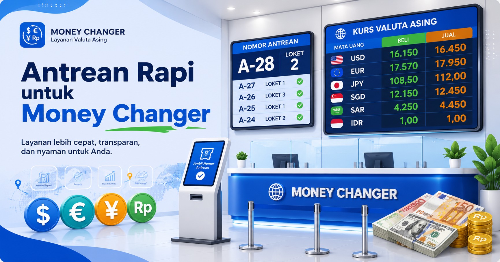 Software Antrian Money Changer: Antrean Rapi untuk Layanan Valuta Asing
