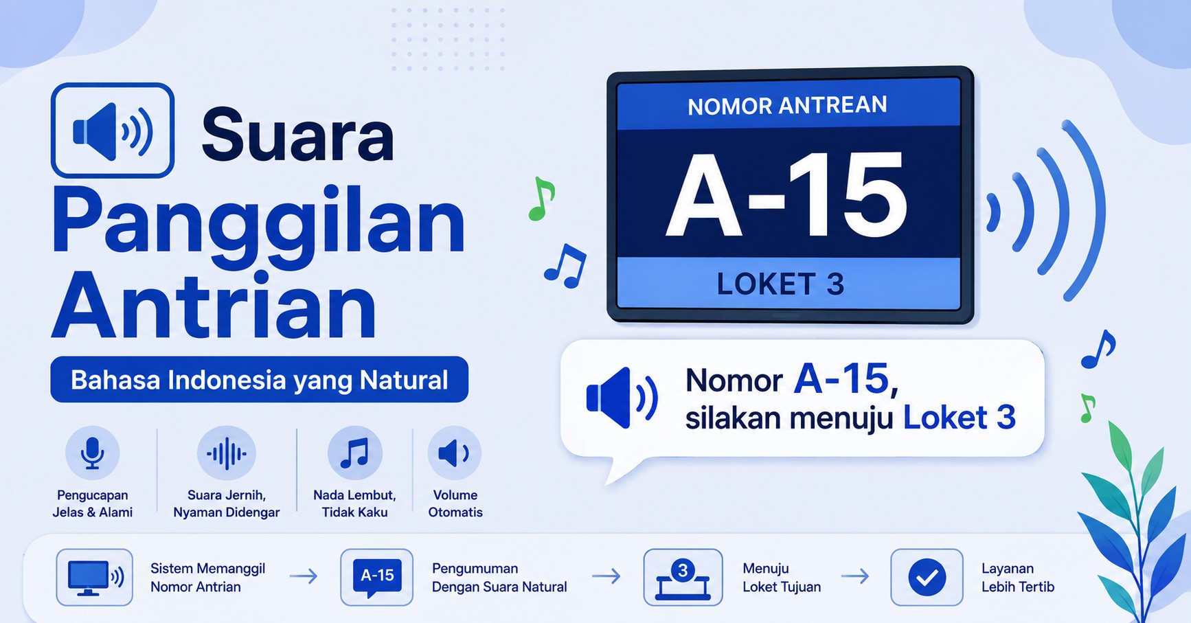 Suara Panggilan Antrian Bahasa Indonesia yang Natural, Bukan Suara Robot
